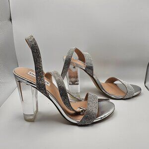 Steve Madden Silver Rhinestone Crystal Heels – Size 9.5